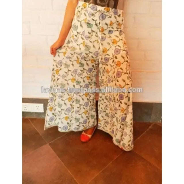 Indian Block Printed Cotton Panta Plazzo Pants Plus Size Trousers Payjamas