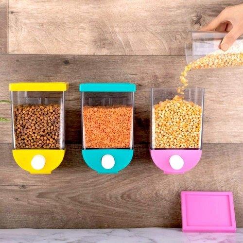 Wall-mounted Tank Food Storage Airtight Container Punch Free (Set of 3)